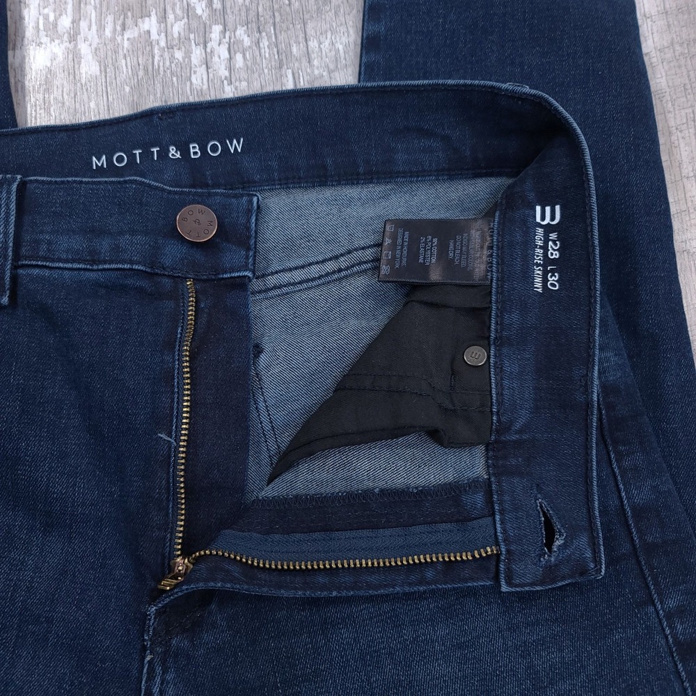 Mott & Bow High Rise Skinny Jeans Womens 28x30 Dark Indigo Blue Stretch Pants - Picture 7 of 9